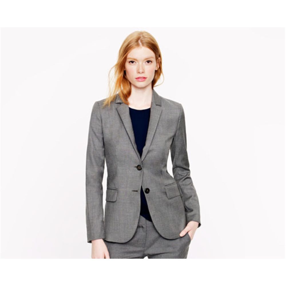 J. Crew 1035 Size 4 Two Button Jacket in Super 120s Wool Heather Flannel Career